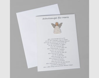 Guardian angel for birth/baptism or communion, birth gift, baby gift, guardian angel, guardian angel card, personalized card with guardian angel