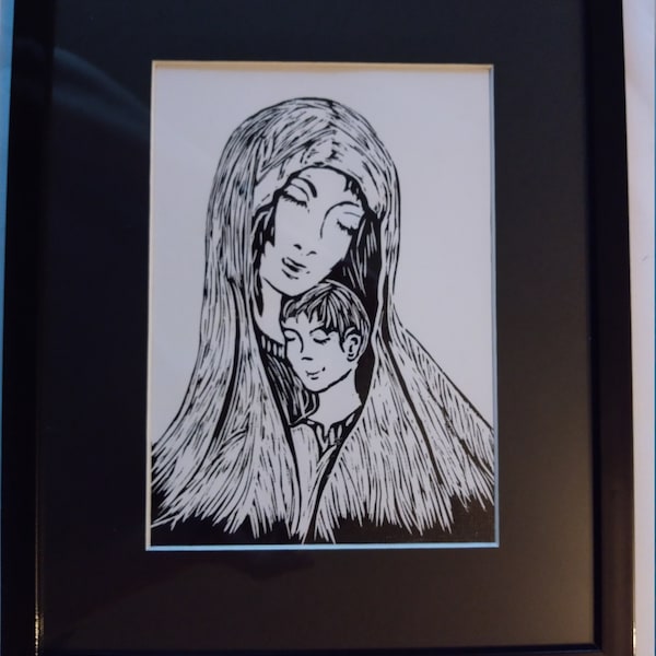 Madonna z Dzieciątkiem - linoryt / Madonna with a Child - linocut