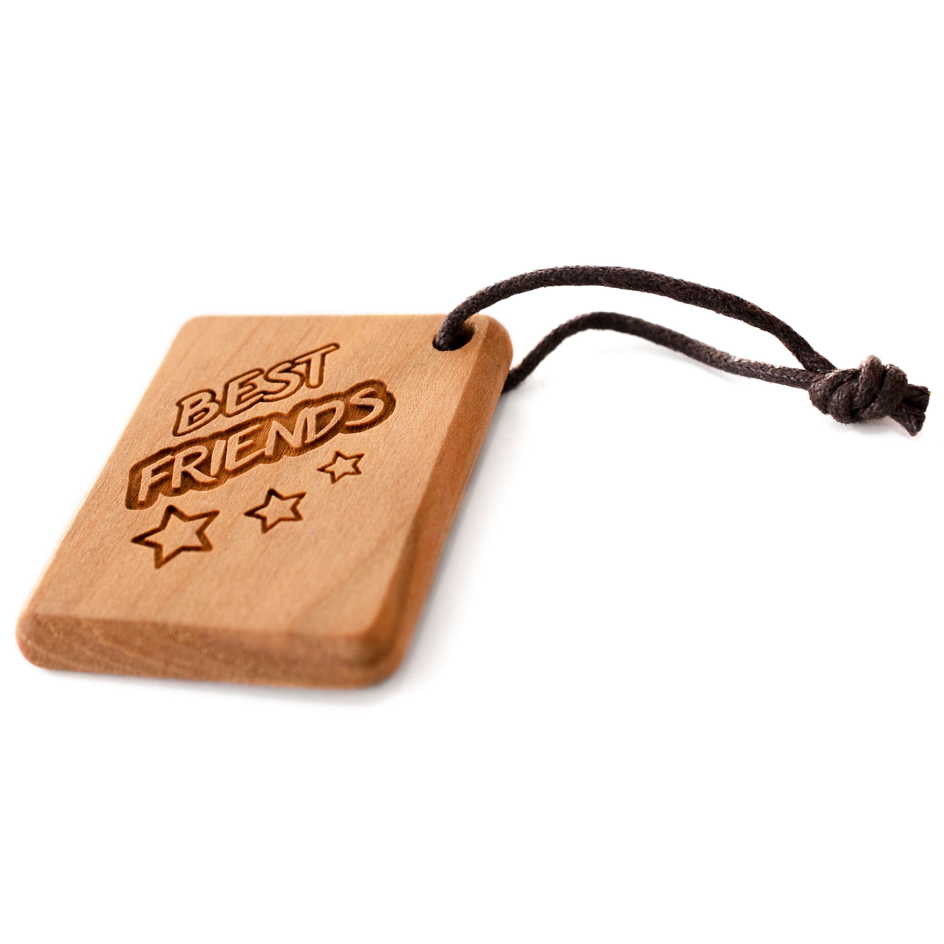 Wood keychain with BEST FRIENDS engraved pendant engraving Etsy