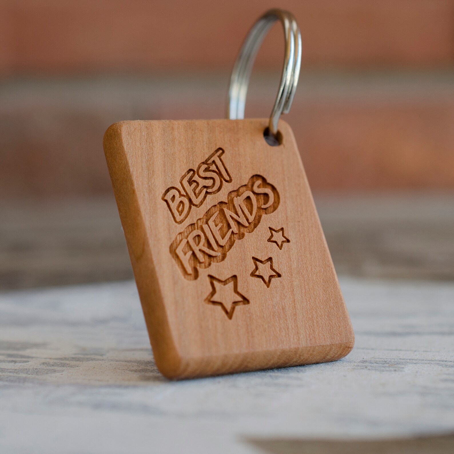 Wood keychain with BEST FRIENDS engraved pendant engraving Etsy