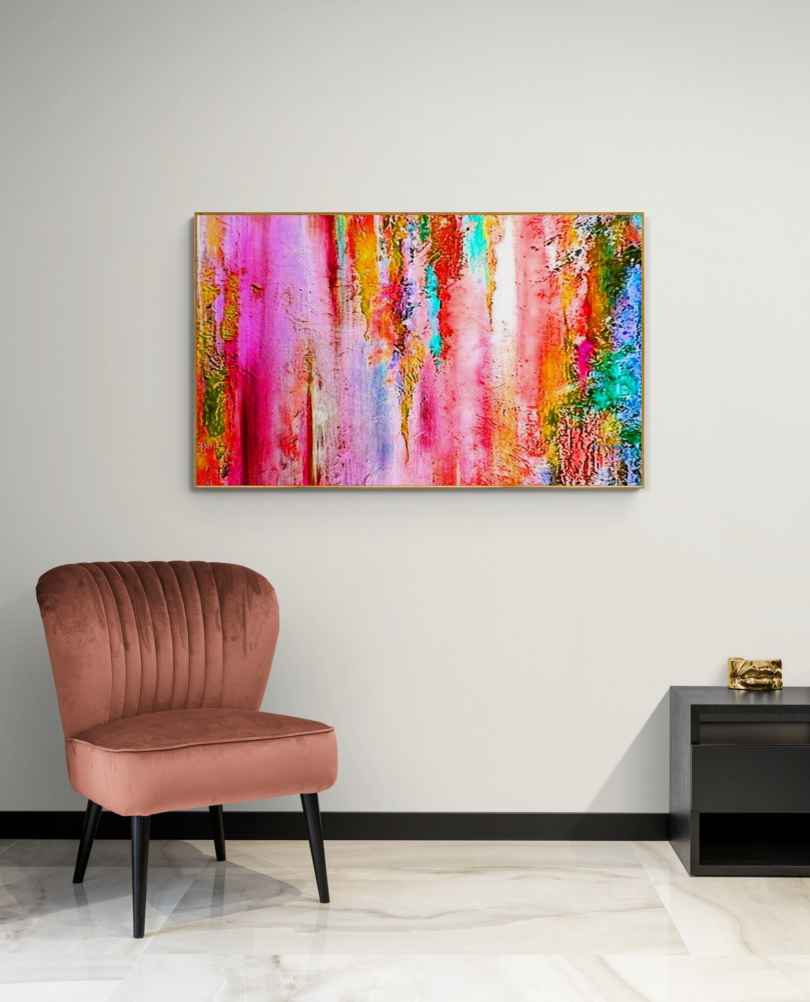Abstract Painting On Wood Pink Painting Original Texture Etsy