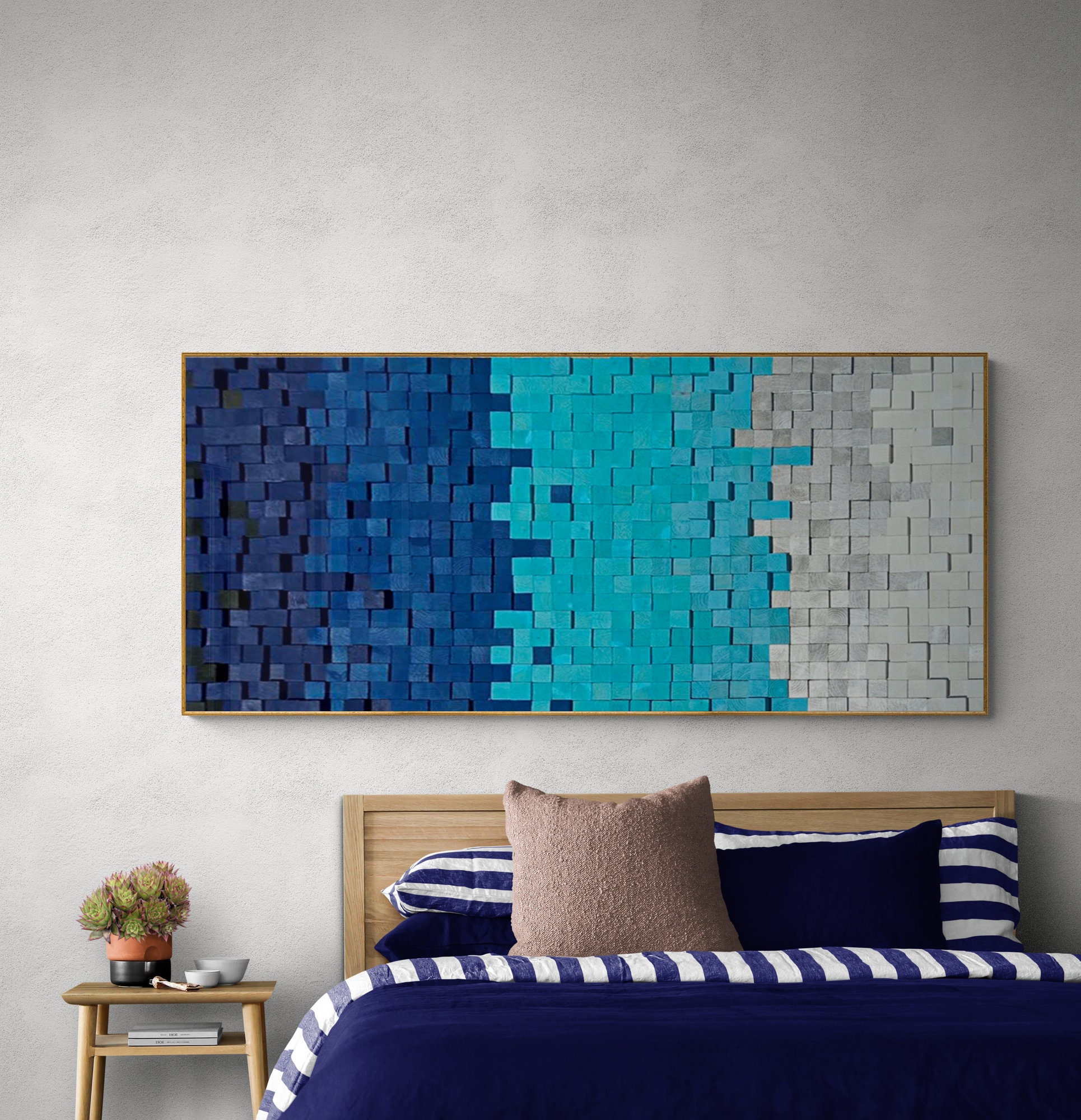 Extra Large Blue Wood Sculpture Wood Wall Art Sea Abstract Etsy