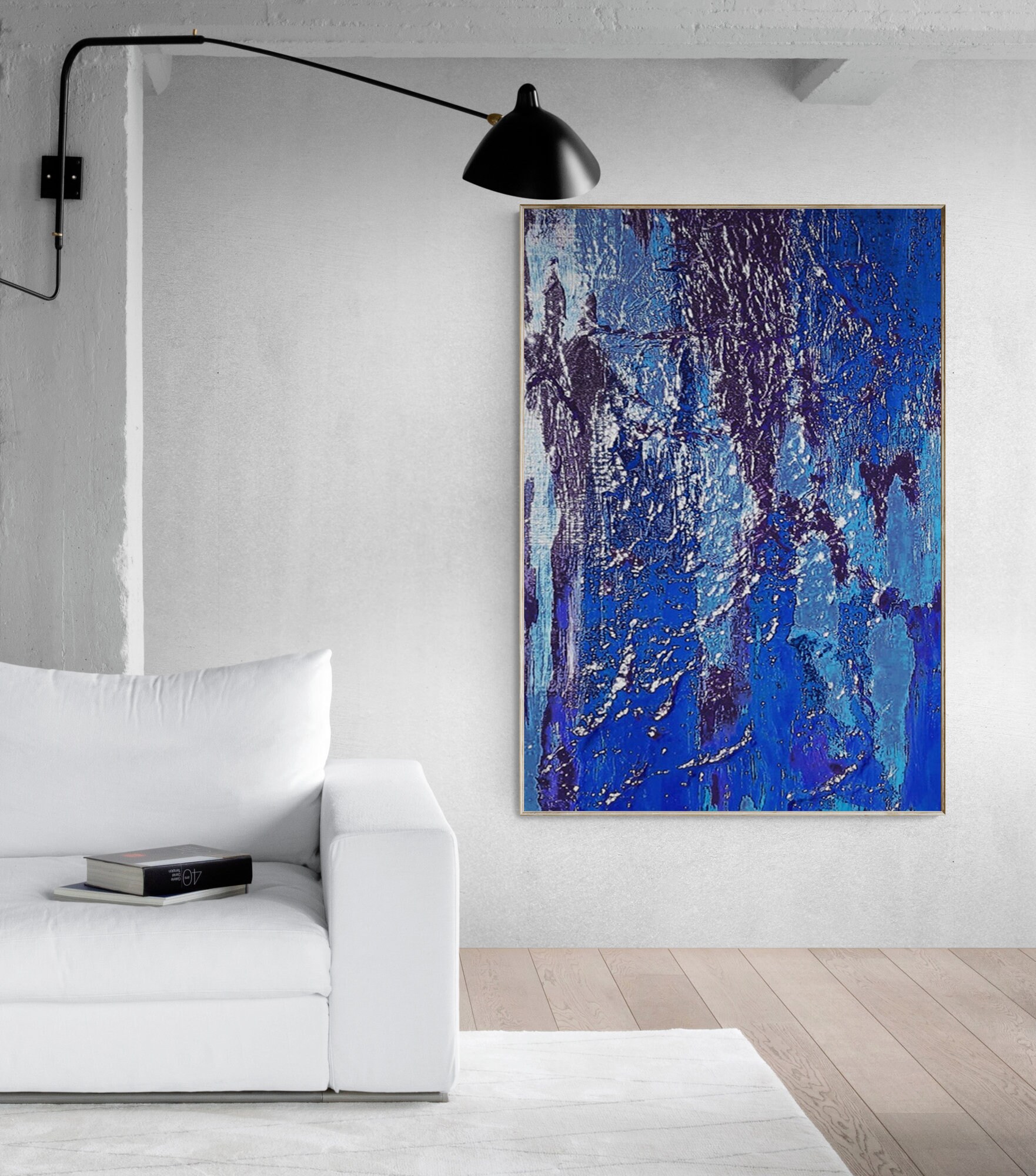 Contemporary Blue Purple Art PaintingModern Oil Painting Etsy