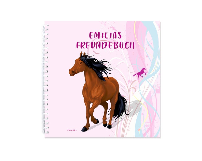 Pferde Freundebuch mit Namen Drahtbindung
