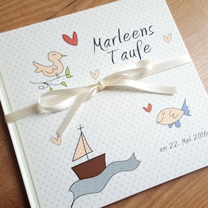 Personal baptism book with satin ribbon