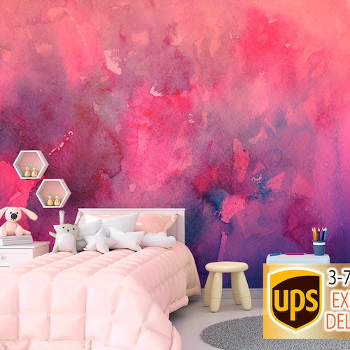 Purple Watercolor Ombre Wallpaper / Paint Stains Watercolor Etsy