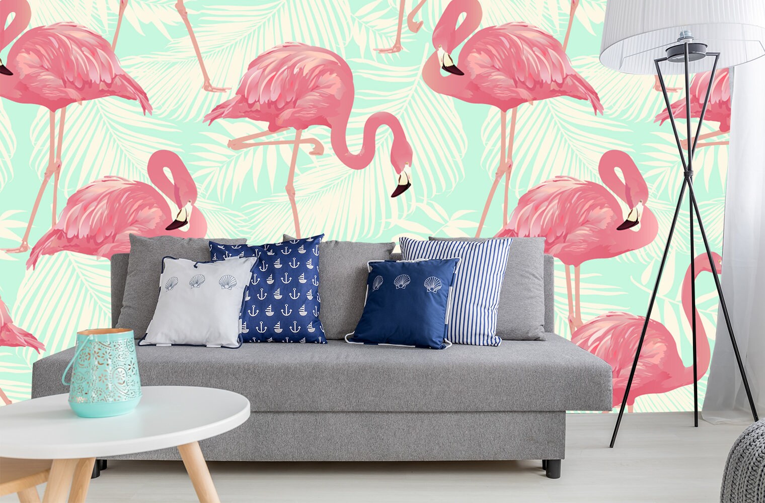 Pink Flamingo Bedroom Wall Art. Large Floral Tropical Wall - Etsy