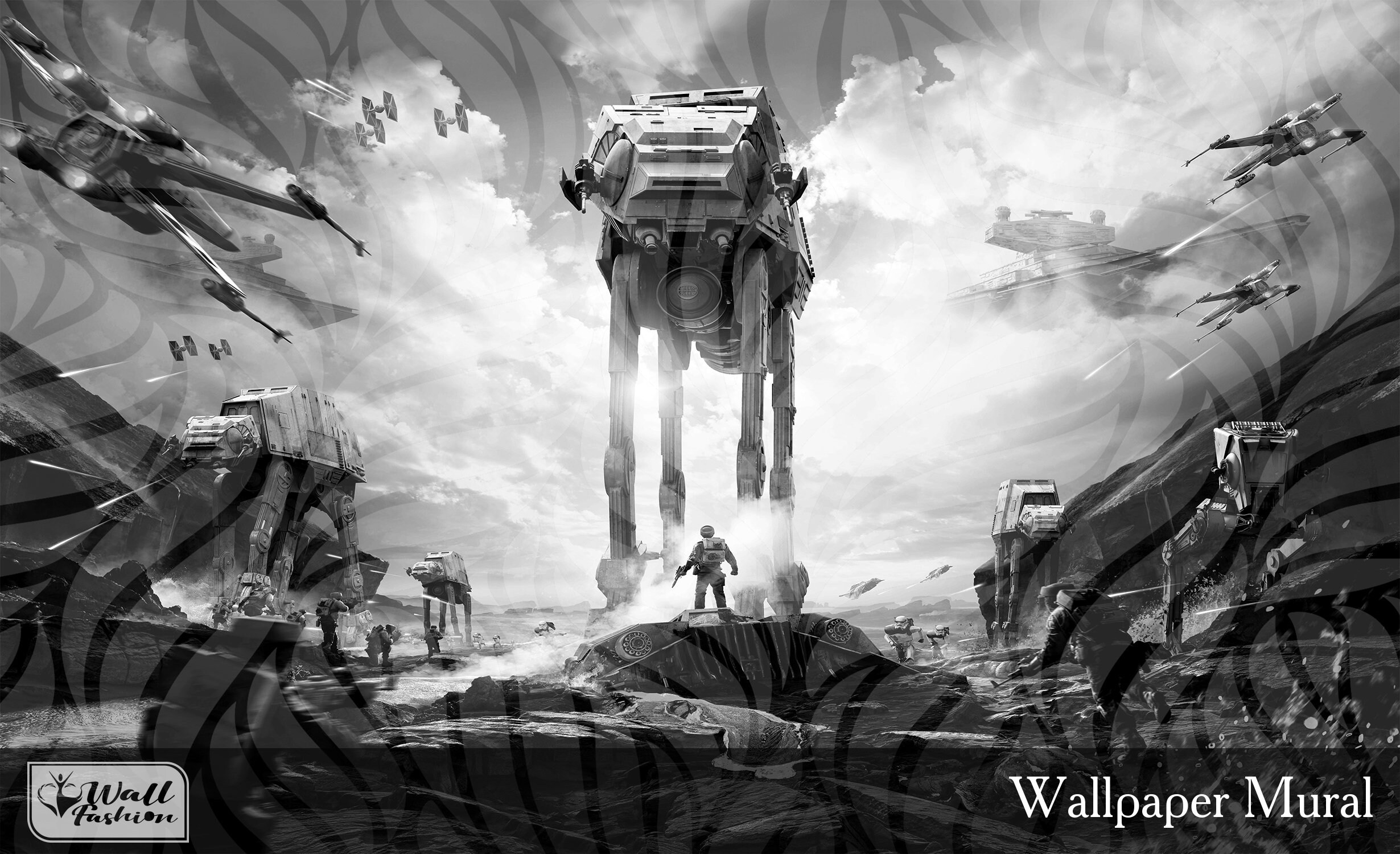 Star Wars Wallpaper Teen Boy Room Spaceship Wall Mural Darth | Etsy UK