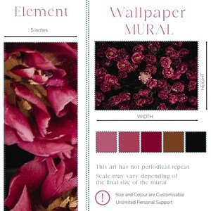 Dark Flower Wallpaper Bedroom. Black Floral Wallpaper Removable. Wallpaper Mural Self Adhesive Wallpaper Pink Peel and Stick Peony X230 image 7