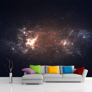 Dark Universe Wallpaper, Rainbow Galaxy Wall Mural Removable, Outer Space Wallpaper Self Adhesive, Accent Wallpaper Peel & Stick Black X232