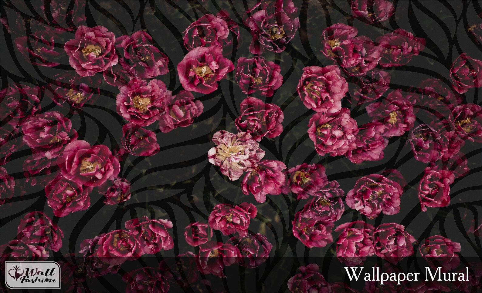 Dark Flower Wallpaper Bedroom. Black Floral Wallpaper Etsy
