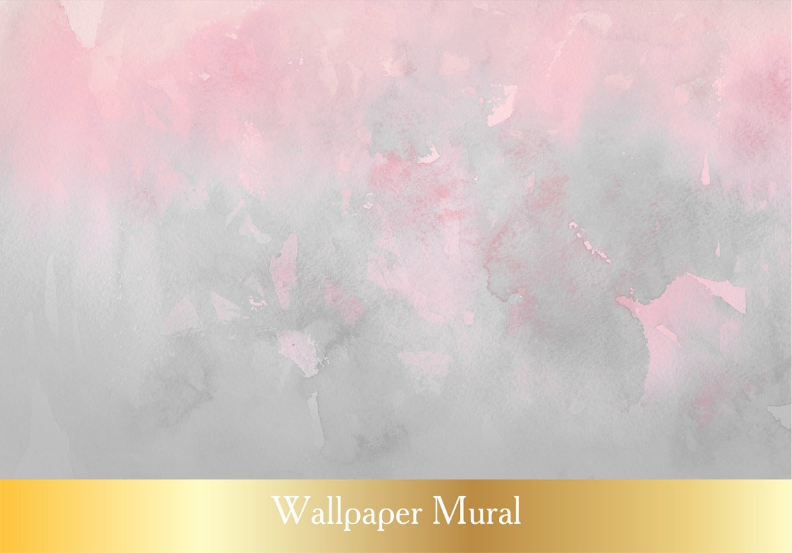 Pink Grey Watercolor Ombre Wallpaper Nursery Paint Stains Etsy