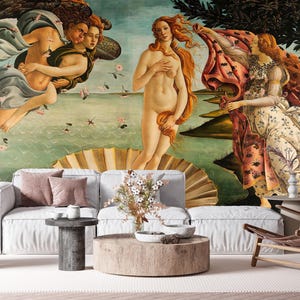 The Birth of Venus by Sandro Botticelli Wall Mural, Nascita di Venere Wallpaper Self Adhesive, Retro Masterpiece Art Decor Renascence MM6