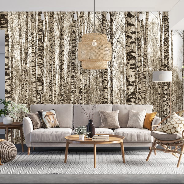 Peel and Stick Woodland Wallpaper - Etsy