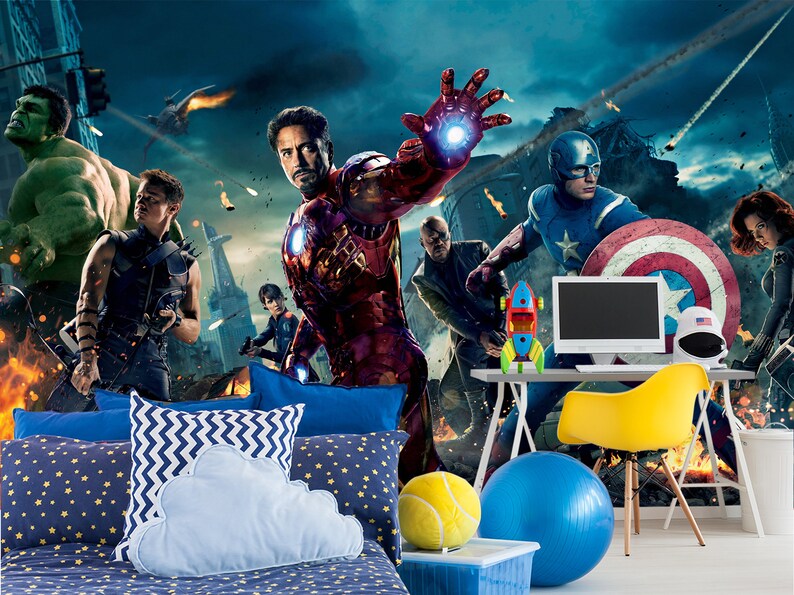 Iron Man EndGame Wall Art Marvel Comics Wall Mural Avengers Wallpaper I Love You 3000 Self Adhesive Wallpaper Peel and Stick Wallpaper X292