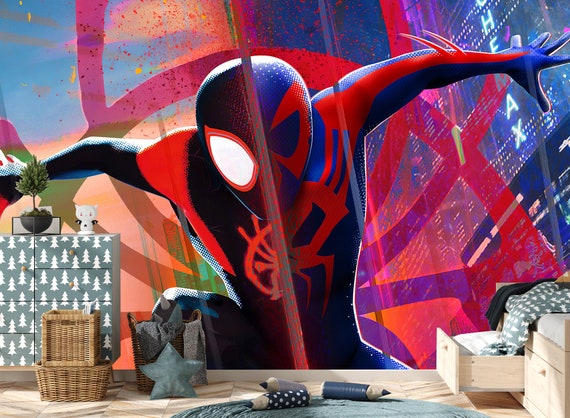 Cartoon Spiderman Wallpaper Boys Room Spider Verse Wallpaper Peel