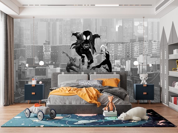 Papier peint Spiderman pour chambre de garçon, art mural noir et blanc  super-héros, papier peint ado autocollant amovible X889 -  Canada