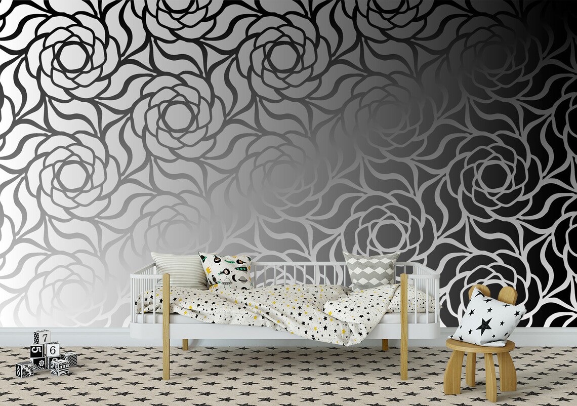 Boho Wallpaper Mandala Black and White Wallpaper Removable - Etsy