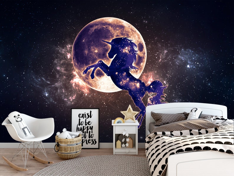 Home & Living Wallpaper Dark Unicorn Wallpaper Fantasy Wall Art Space