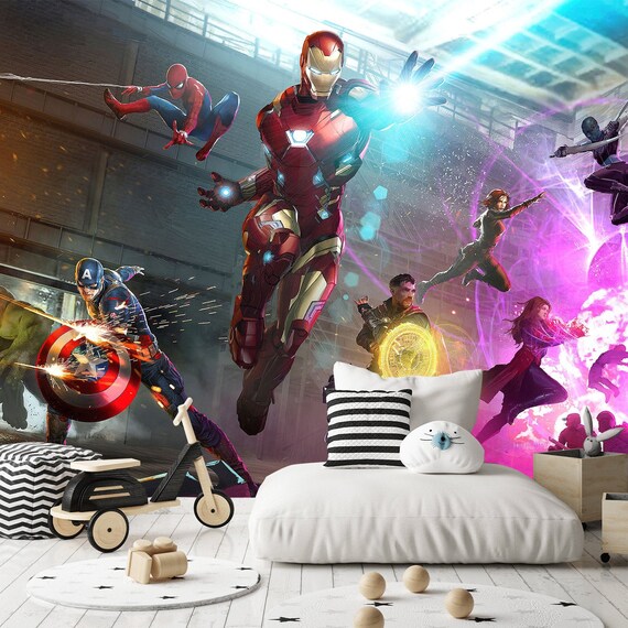 Spiderman Wallpaper for Boys Room Superhero Avengers - Etsy Spiderman Wallpaper for Boys Room Superhero Avengers - Etsy