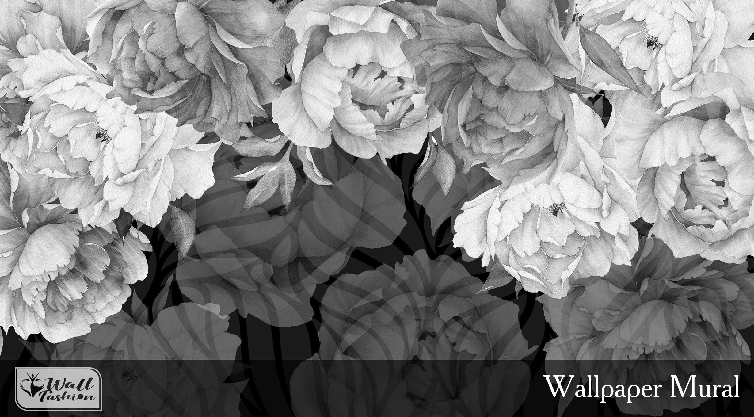 Peony Wallpaper Black and White Nursery Girl Peony Floral Etsy