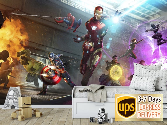 Iron Man EndGame Wall Art Marvel Comics Wall Mural Avengers Wallpaper I Love You 3000 Self Adhesive Wallpaper Peel and Stick Wallpaper X292