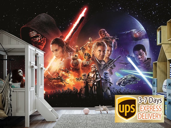 Star Wars Wallpaper Nursery. Return of the Jedi Wall Mural. - Etsy Star Wars Wallpaper Nursery. Return of the Jedi Wall Mural. - Etsy