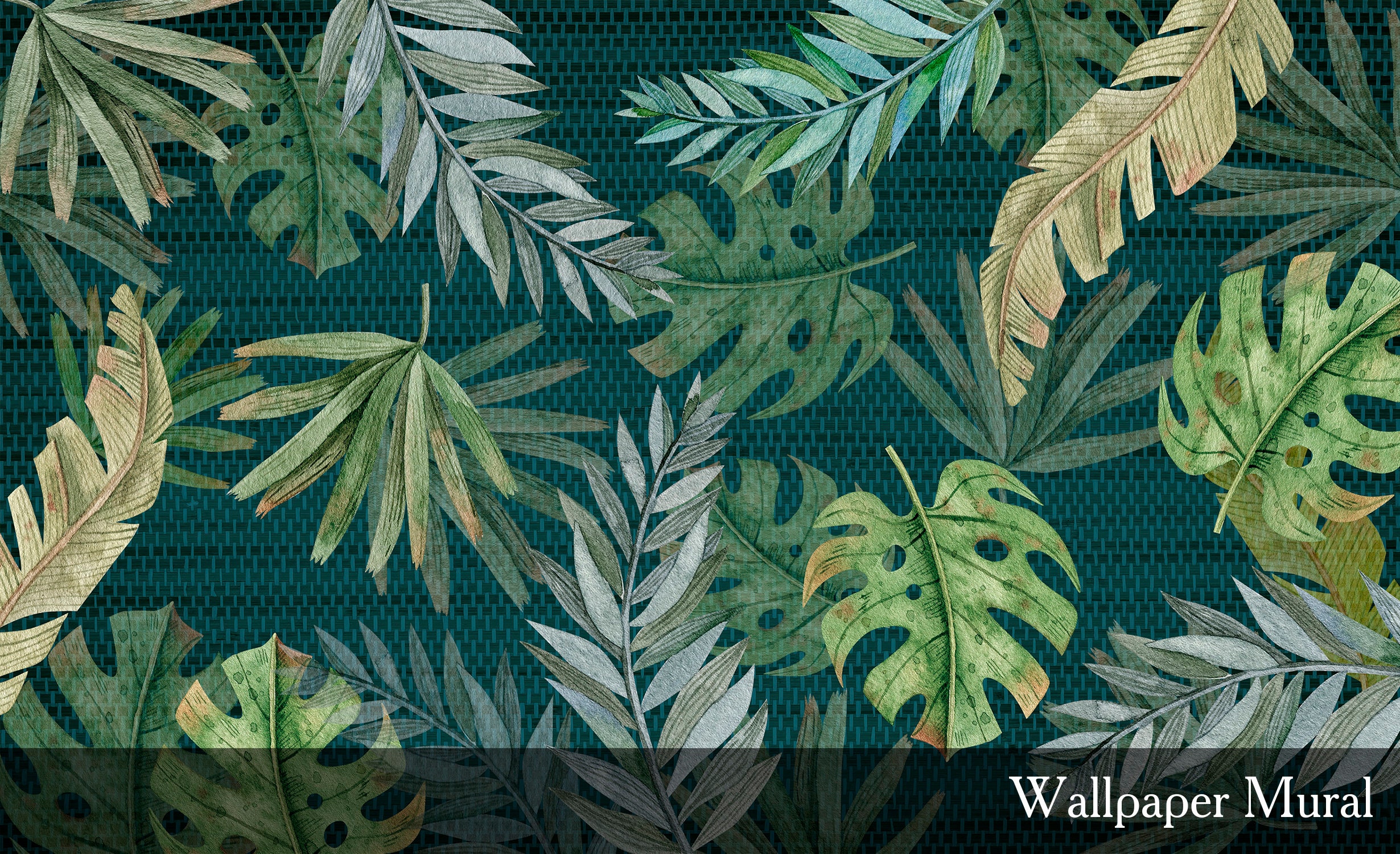 Green Botanical Wall Mural. Watercolor Tropical Leaves Etsy