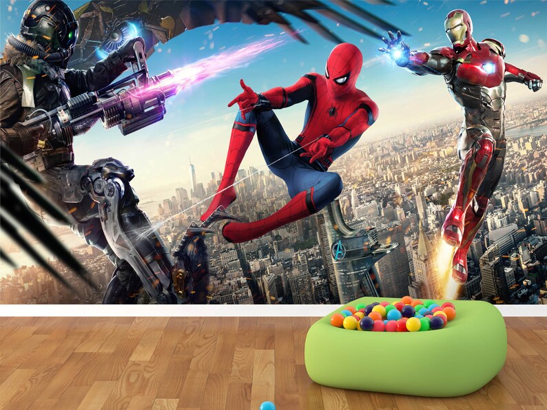 Spiderman Wall Decor New York Wallpaper Cityscape Wall Art Etsy