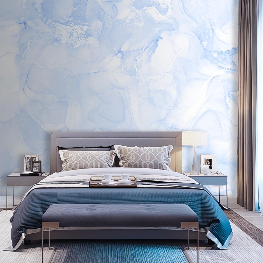 Blue Marble Wallpaper Bedroom, Alcohol Ink Abstract Wallpaper Ombre ...