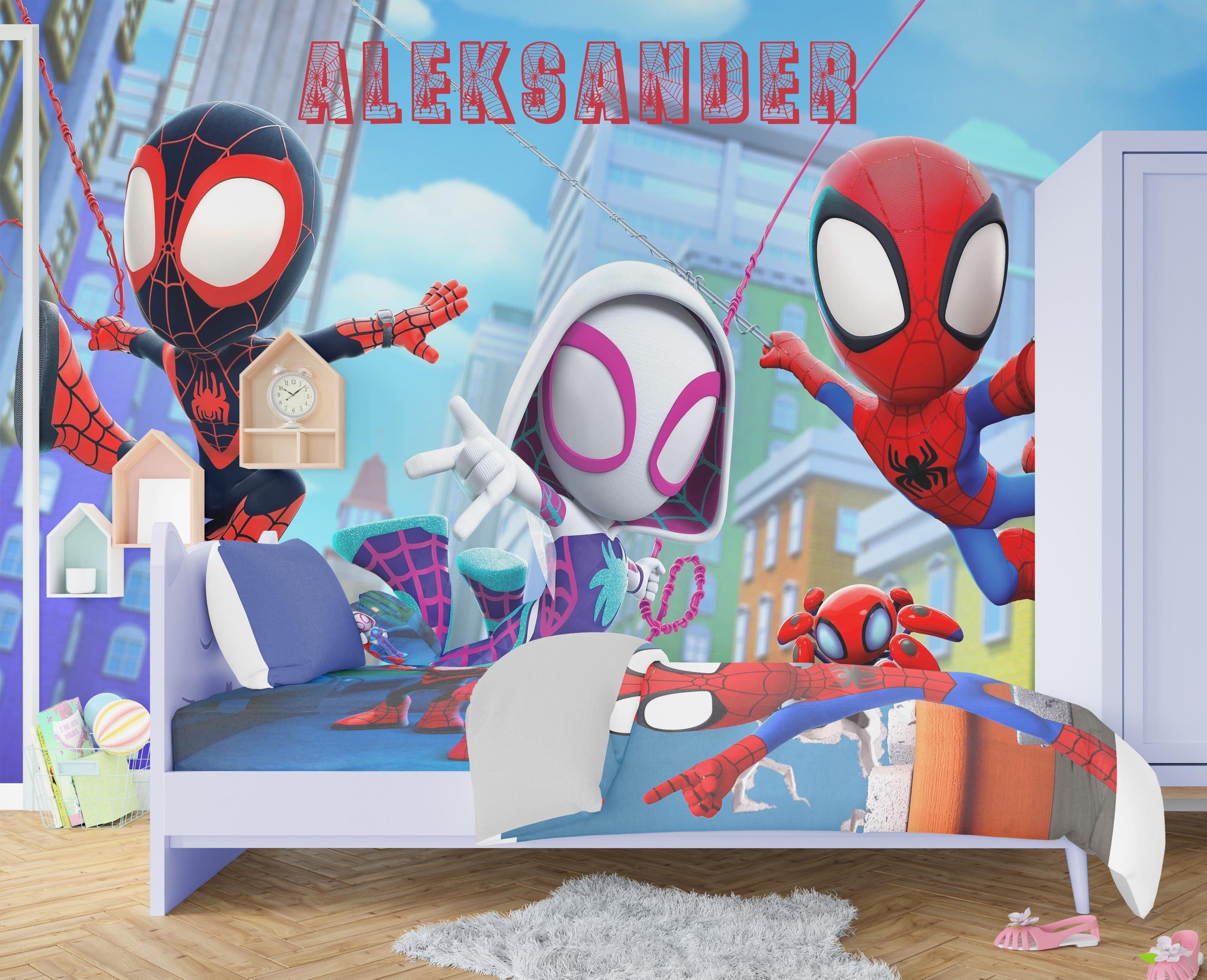 Superhero Spider and His Amazing Friends Wallpaper Peel Stick Cartoon Spiderman Wallpaper Boys Game Room Wall Mural Nursery Kid Decor X145 Etsy
