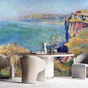 Cliffs at Varengeville by Monet Wallpaper Landscape Mural, Artistic Masterpiece, Impressionism Retro Wall Oil Paining Art Decor Bedroom MM12