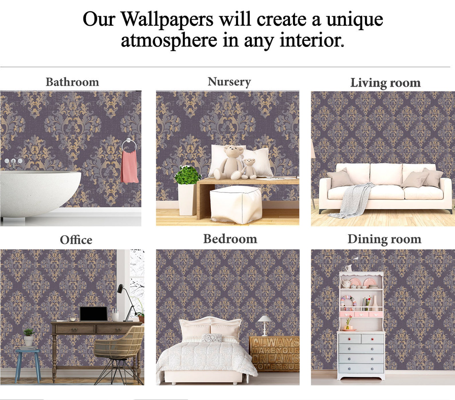 Victorian Wallpaper Damask Removable Wallpaper Mural Self Etsy