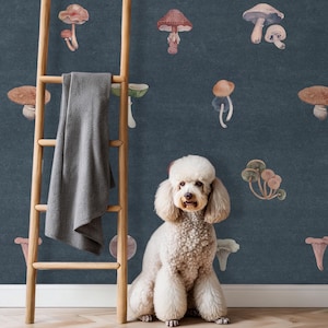 Dark Botanical Wallpaper Peel and Stick Mushroom Wallpaper Roll Magic Forest Wallpaper Playroom Wall Mural Removable Adhesive Kids Room XC52