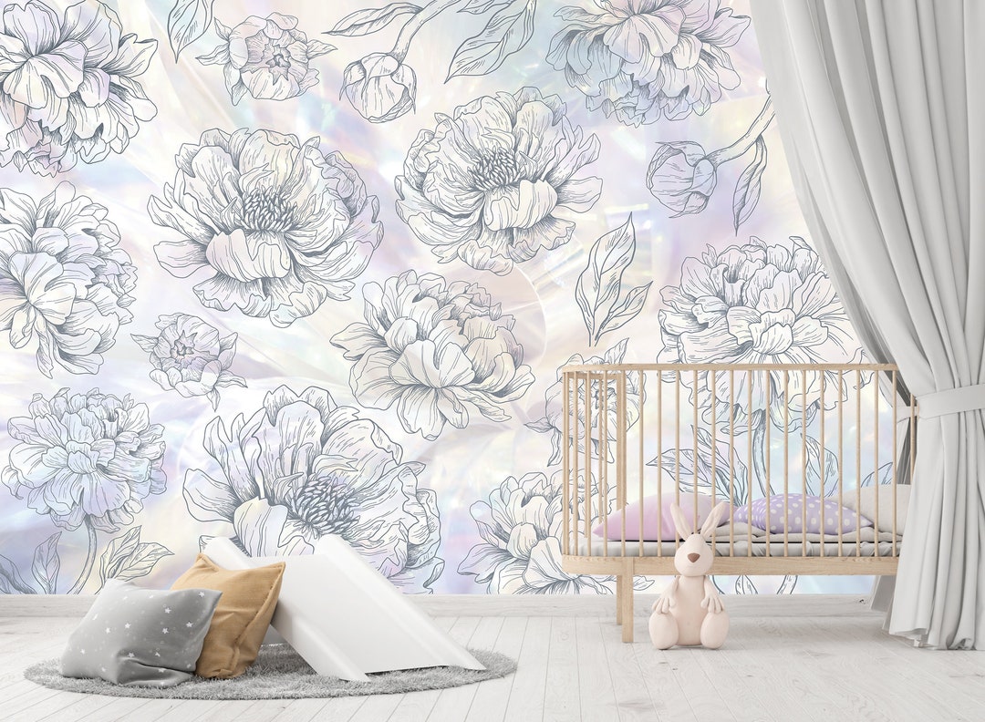 blue floral wallpaper girls bedroom