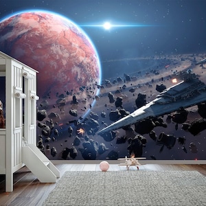 Star Wars Wallpaper Boy Girl Bedroom, Starwars Wall Mural, Spaceship Universe Darth Vader Wallpaper Space Peel Stick Wallpaper Adhesive X567
