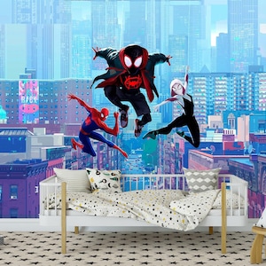 Spiderman Wallpaper for Nursery Boy, Superhero Wall Mural Removable, Playroom Peel & Stick Self Adhesive Wallpaper Boys Room Decoration X894