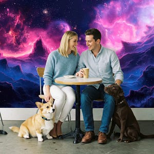 Galactic Nebula Wallpaper Peel and Stick, Cosmic Space Wall Mural, Vibrant Starry Sky Decor Deep Universe Astronomical Art for Home & Office