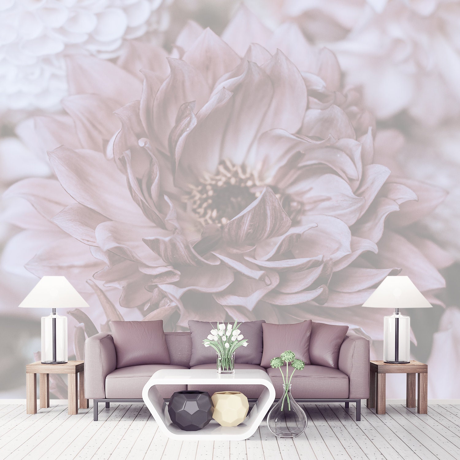 Large Flower Wallpaper for Girl Room. Floral Wallpaper Etsy