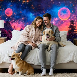 Dreamy Cosmic Galaxy Wall Mural Vibrant Outer Space Nebula Wallpaper Starry Night Peel & Stick Decor Planetary Universe Art for Home, Office