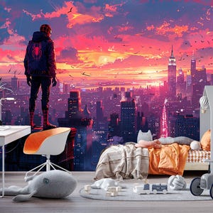 Superhero Spiderman Wallpaper Peel and Stick, Cartoon Wallpaper Mural Boys Girls Room, Spider Self Adhesive Kids Bedroom Decor X750