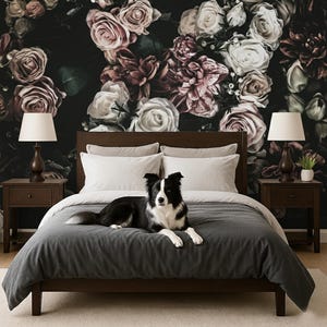 Watercolor Flower Wallpaper Bedroom. Dark Floral Wallpaper Removable Wallpaper Mural. Self Adhesive Wallpaper. Peel and Stick Wallpaper X183 imagen 6