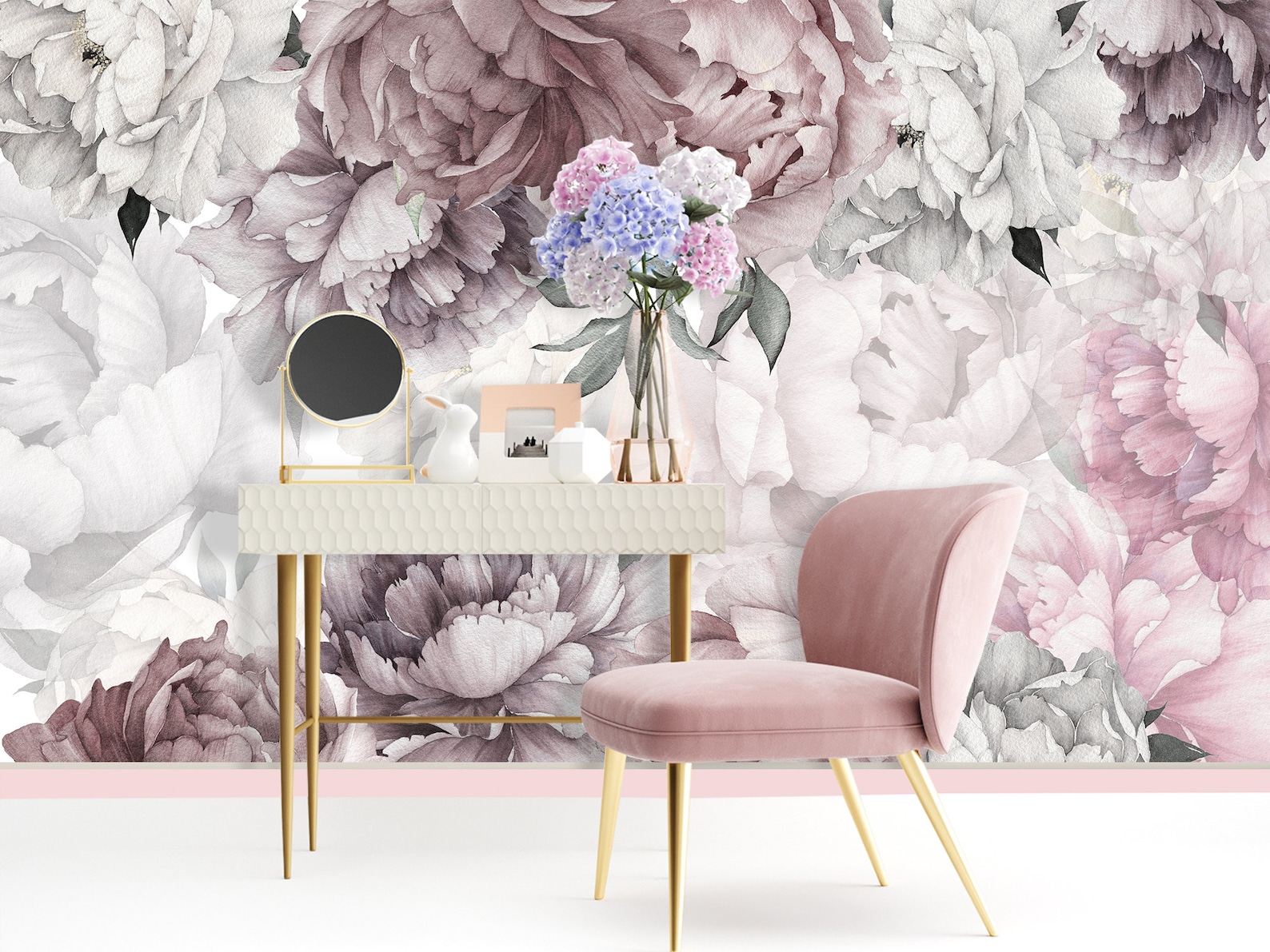 Peony Wallpaper Mural Nursery Girl. Tender Peony Flower Etsy