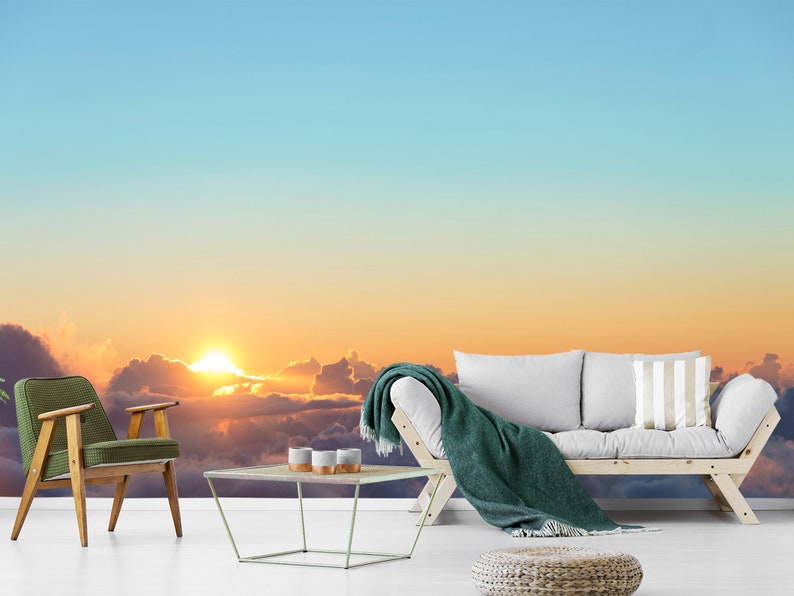 Sunrise Wall Art Landscape Cloud Wall Decor Blue Sky and Etsy