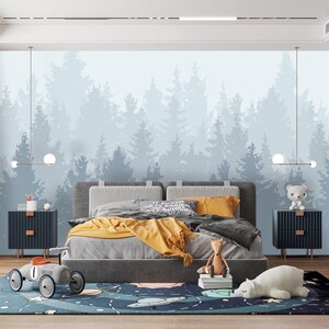 Pine Forest Wallpaper Peel and Stick Nursery, Woods Wallpaper Boys Room, Woodland Wallpaper Rustic Toddler Hunting Wall Paper Mural X954