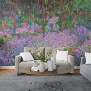 Artists Garden by Monet Wall Mural, Impressionism Wallpaper Self Adhesive, Retro Masterpiece Wall Art Decor Bedroom, Living Room MM2