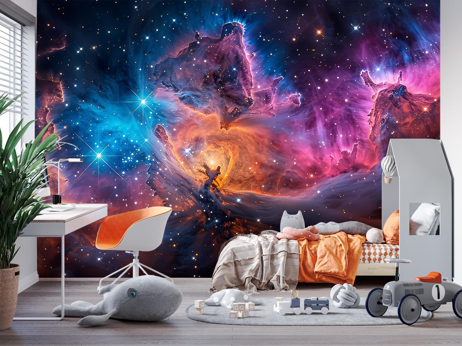 Deep Space Galaxy Wallpaper Kids Room, Nebula Dreams Peel and Stick ...