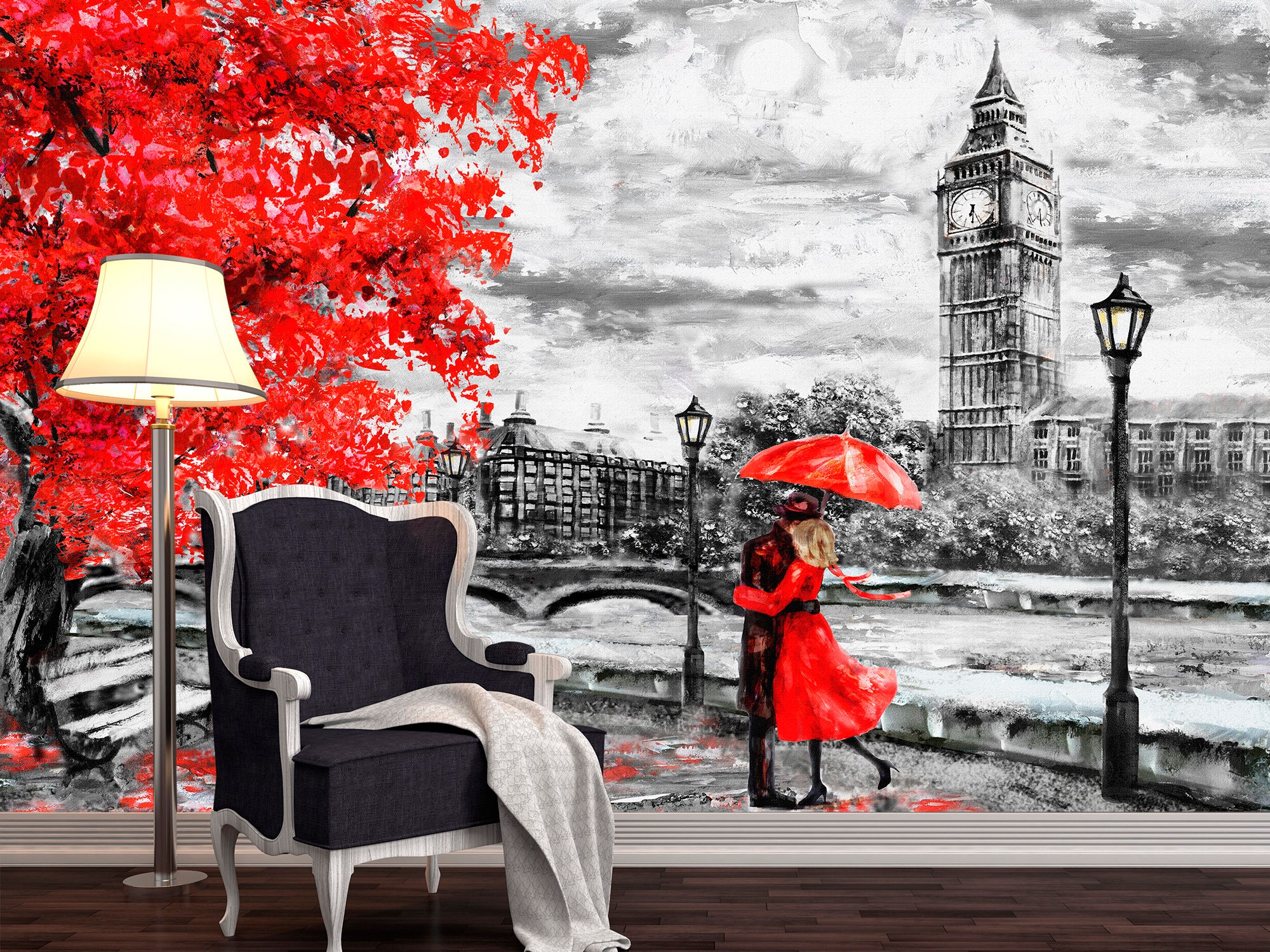 Oil Painting Art London Wallpaper With Big Ben Bedroom Wall - Etsy Norway
