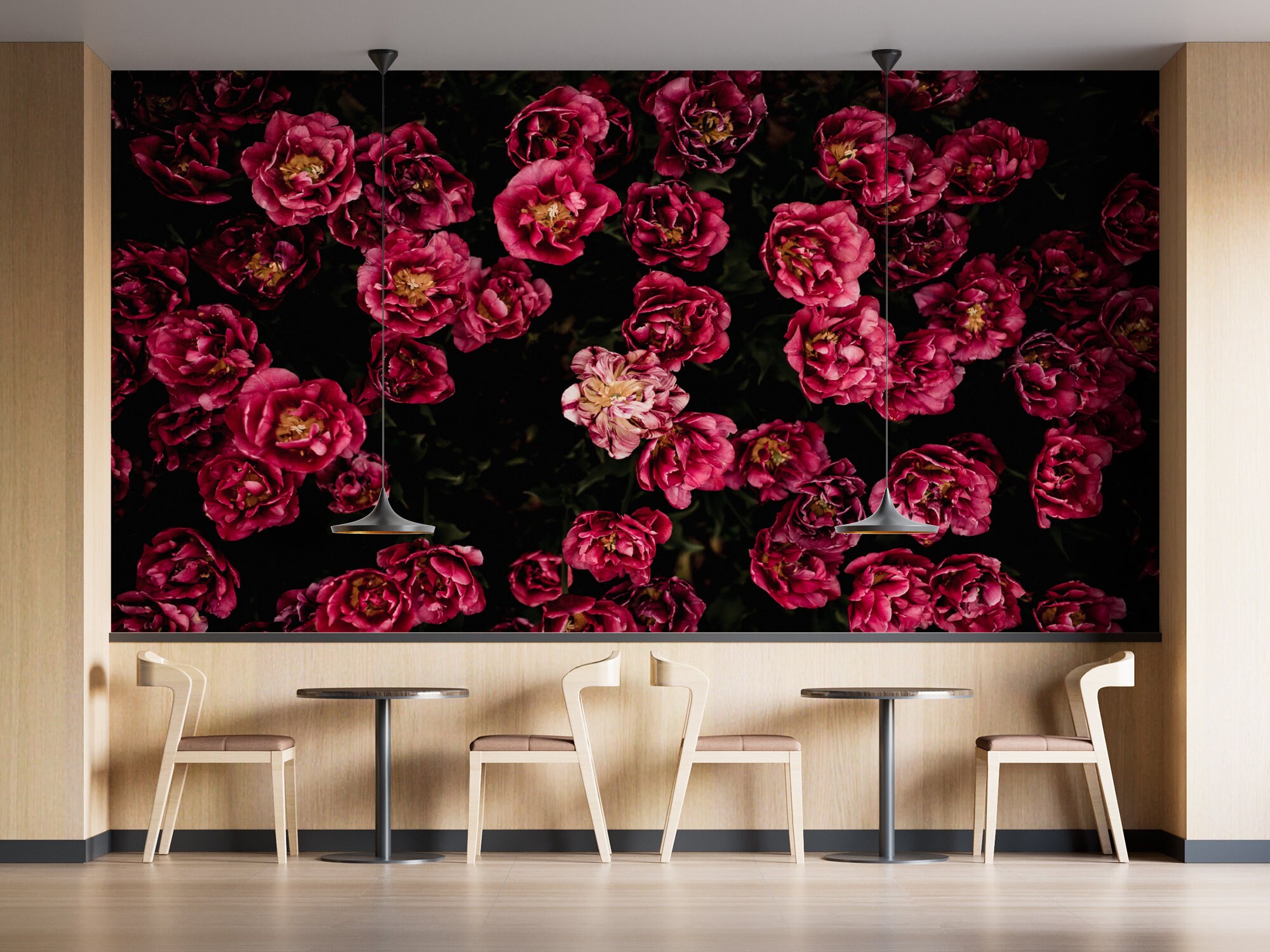 Large Flower Wallpaper, Large Flower Mural Peel and Stick Wallpaper Floral,  Removable Floral Wallpaper Soft Roses Black Floral Wallpaper 75 - .de