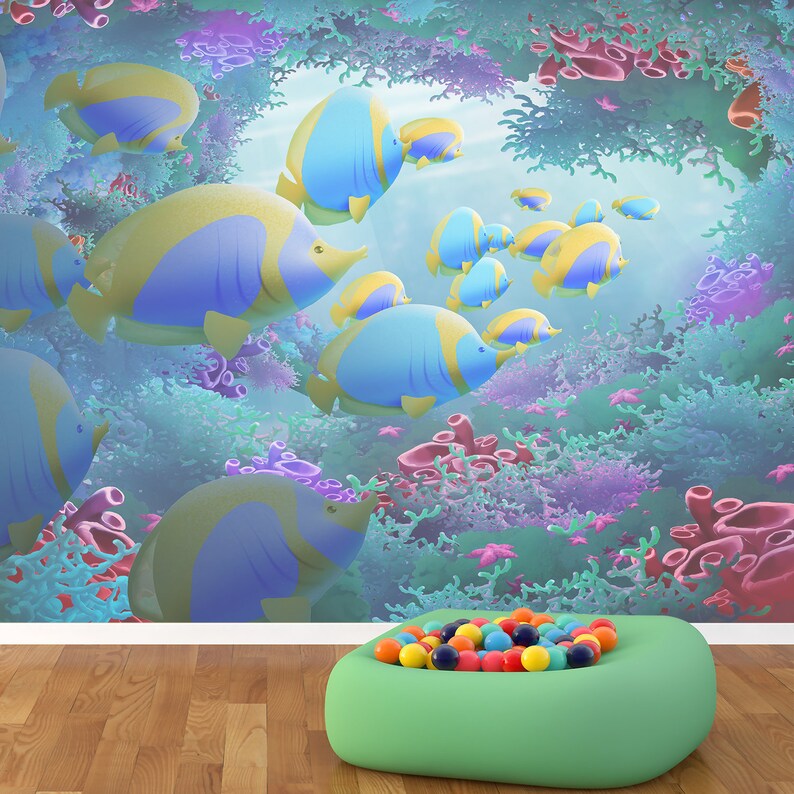 Underwater Wallpaper Nursery. Nautical Wallpaper Kid. Remove Etsy